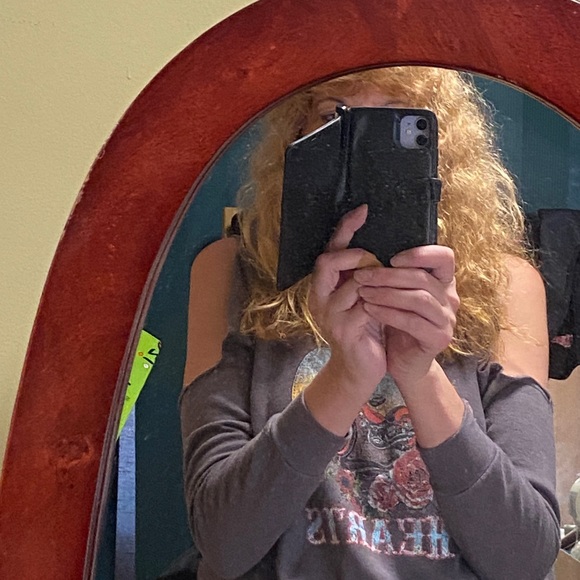 Gypsy Heart - Racing Hearts grey sweatshirt cut out shoulder look size medium - Picture 3 of 11